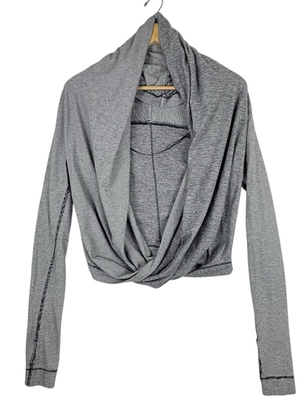 Lululemon Cross Front Wrap Long Sleeve Thumb Hole Grey Hoodie Sz 4? Lounge Yoga